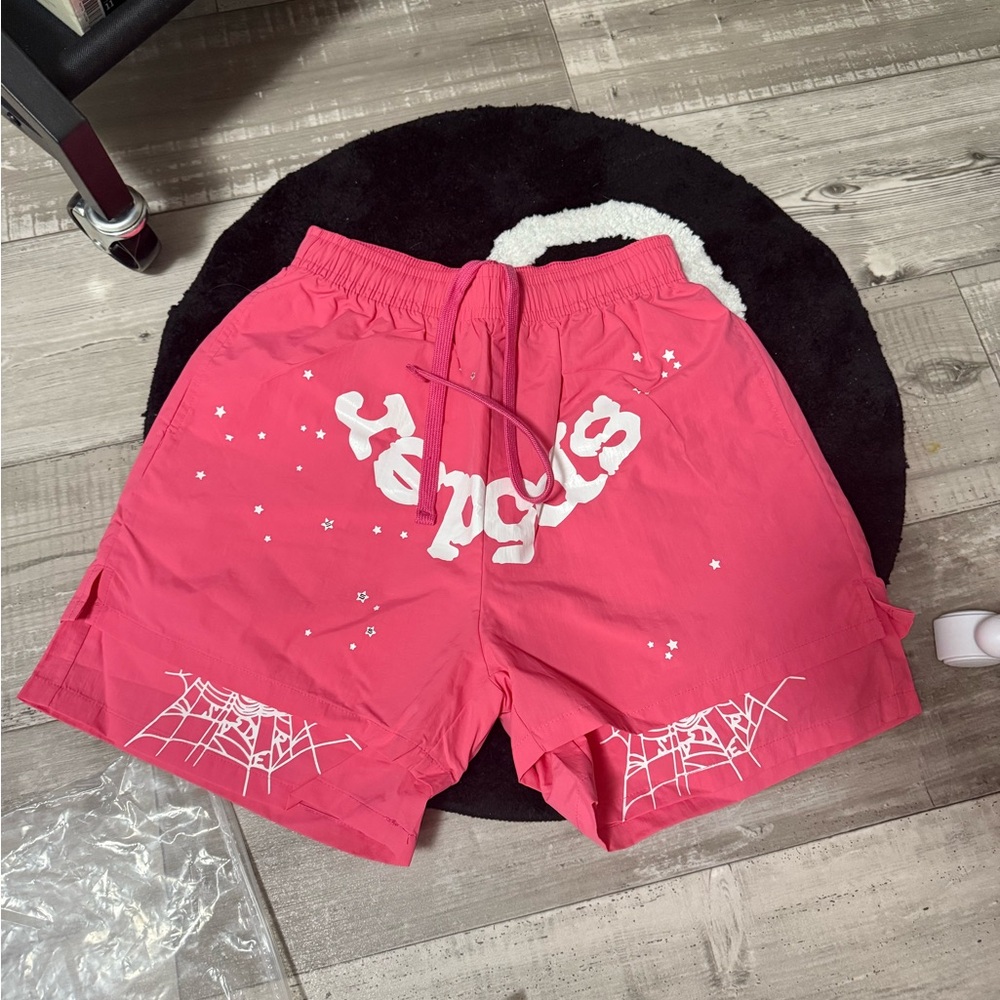 Sp5der pink double layer shorts